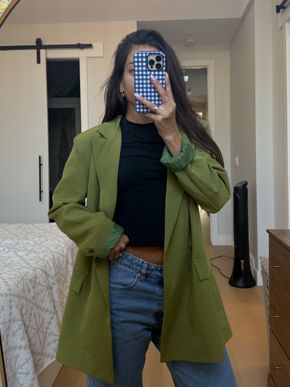 Boohoo Olive Green Longline Blazer
